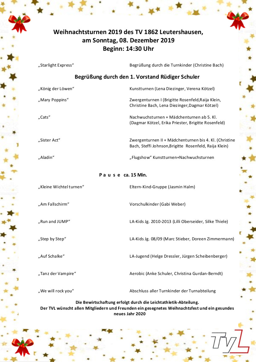 Weihnachtsturnen Programm 2019